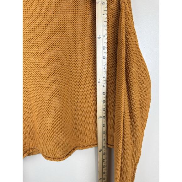 Free People Women’s Slouchy Sweater, Size S, Mustard, Coastal Inside-Out Knit - Picture 8 of 12